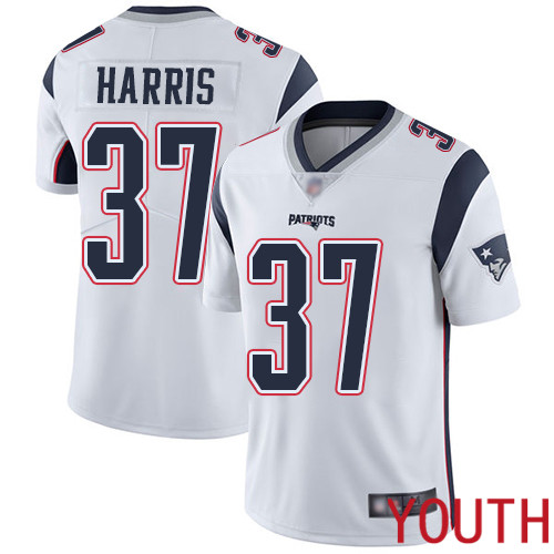 New England Patriots Football #37 Vapor Untouchable Limited White Youth Damien Harris Road NFL Jersey